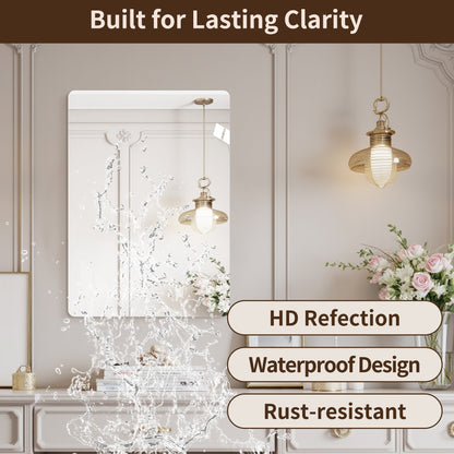 Modern Frameless Bathroom Mirror, 36 x 30 Inch Rectangular Vanity Mirror with Copper-Free Silver Glass and Shatter-Resistant Backing image 8