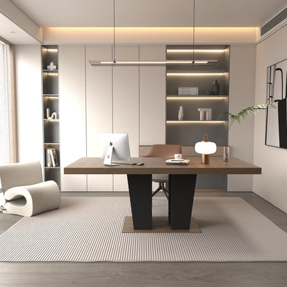 Extendable Dining Room Table for 4-10 People,Wooden Transformer Kitchen Dining Table with Black Double Sturdy Pedestal Base, Modern Expandable Large Table image 8