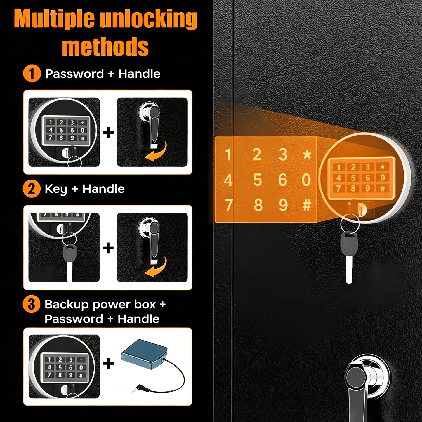 57" High Large Capacity Mechanical Gun Safe for Rifles & Handguns, Digital Password Lock, Built-In Independent Lock Box, Adjustable Shelves, Pre-Assembled No Assembly Required image 9