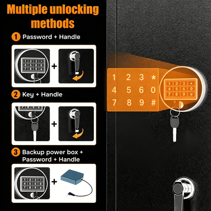 57" High Large Capacity Mechanical Gun Safe for Rifles & Handguns, Digital Password Lock, Built-In Independent Lock Box, Adjustable Shelves, Pre-Assembled No Assembly Required image 9