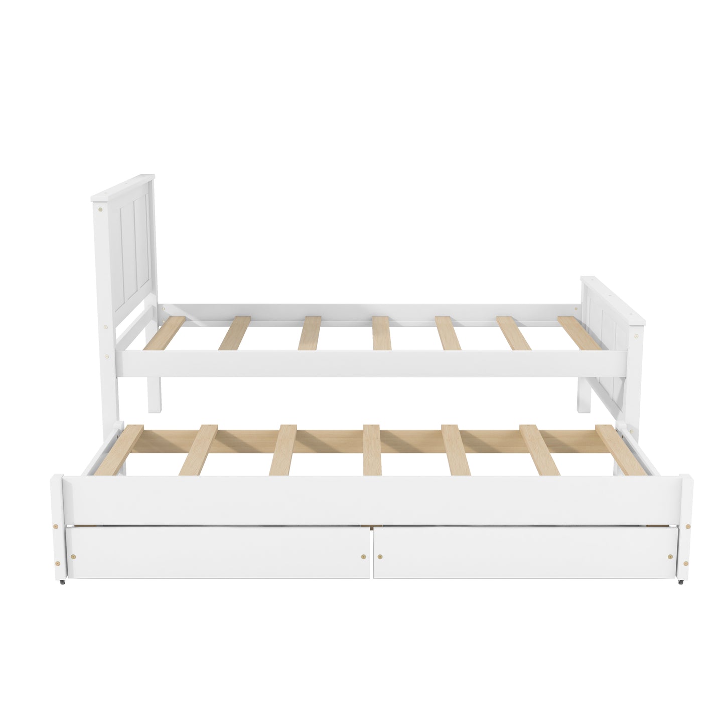 Twin Size Platform Bed with Trundle and Drawers, White(Old Sku:WF298815AAK) image 9