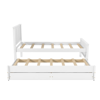 Twin Size Platform Bed with Trundle and Drawers, White(Old Sku:WF298815AAK) image 9
