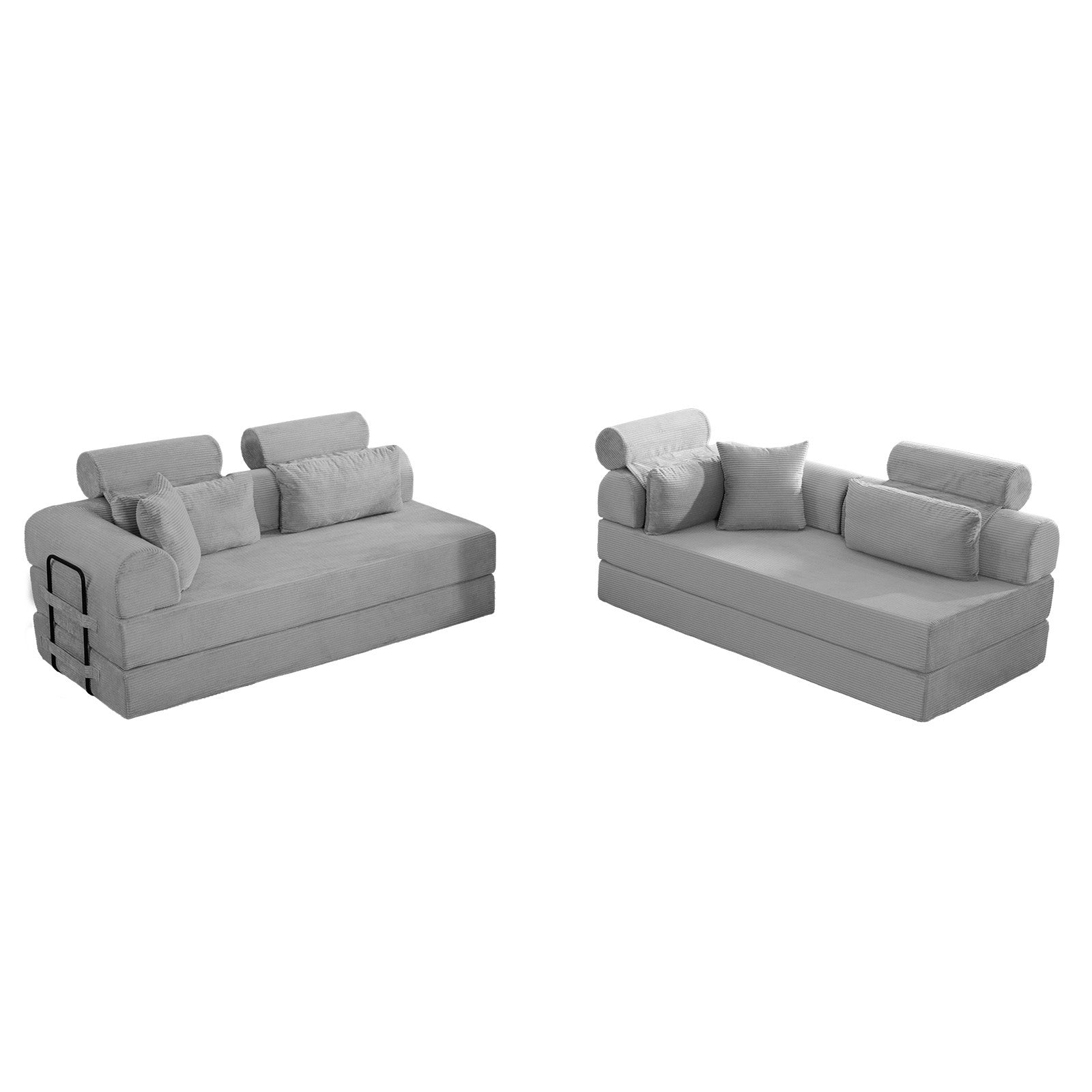 L shape Modular Sectional Sofa, Compressed Sectional Sofa Modern Minimalist Style Corduroy Couch,Unfold into a bed, Bedroom, Comfy Compressed Sofa Couch Space-Efficient Design(Light Gray) image 7