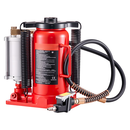 Air Hydraulic Bottle Jack, 20 Ton (44092 lbs) Capacity, 10.2-19.5 Inch Lifting Range, Pneumatic/Manual Heavy Duty Welded Bottle Jack with Pump for Car, SUV, Pickup, Truck, RV, Auto Repair, Red image 1