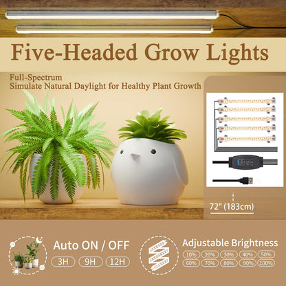 Plant Stand indoor 9-Tiered, 63.6" Tall Plant Stand with 5 Grow Lights, Adjustable Lighting Modes (5/3/2 Lights), 10-Level Dimming & 3 Timer Settings, Energy-Efficient, Perfect for Plant Growth image 7