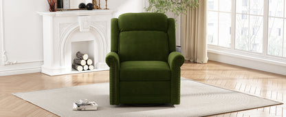 360° Swivel Recliner Manual Rocking Recliner Home Theater Manual Recliner Chair Nursery Rocker with Adjustable Backrest for Living Room, Green image 6
