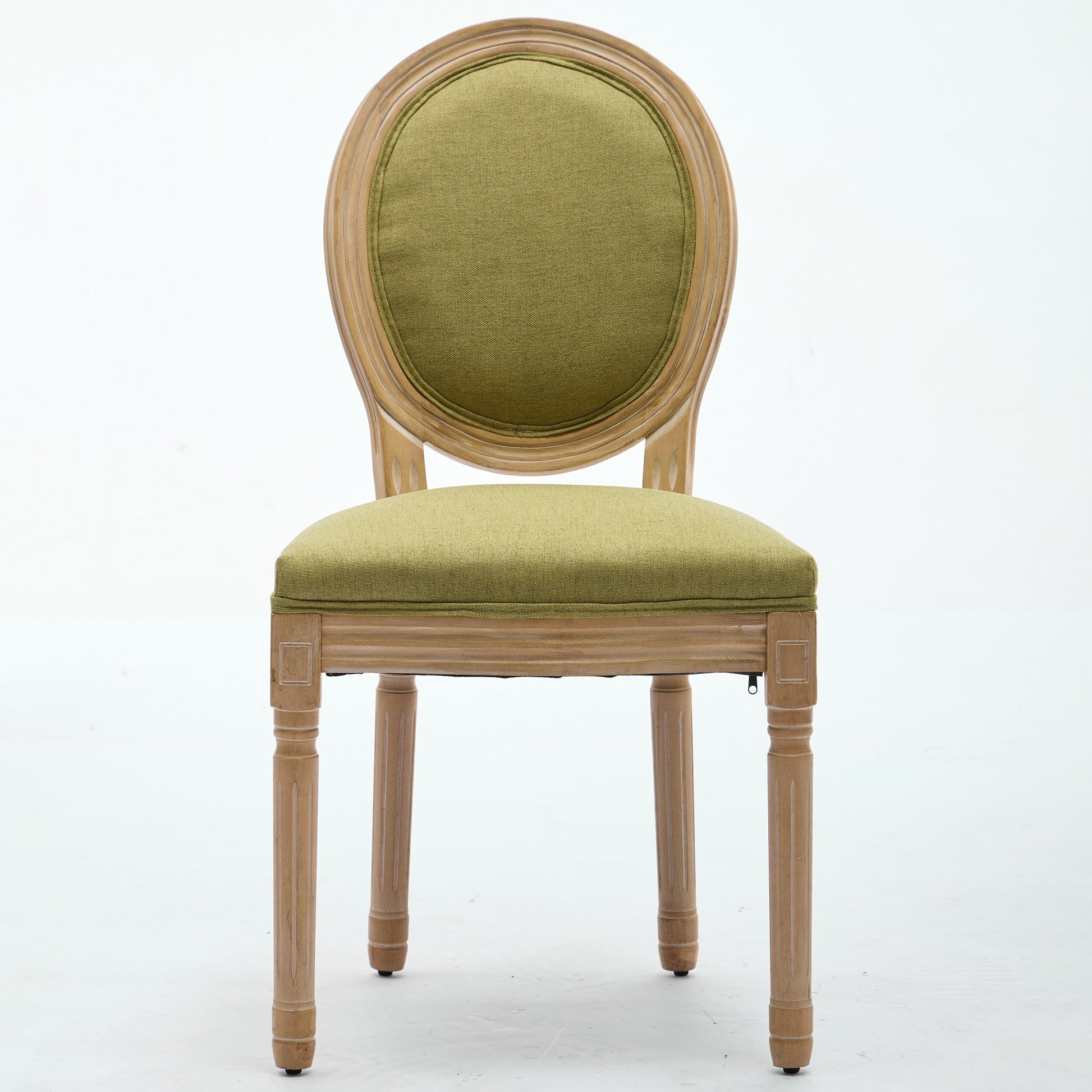 A&A Furniture,French Style Solid Wood Frame Antique Painting Linen Fabric Back Dining Chair,Set of 2,SW1845OL,Olive Green image 2