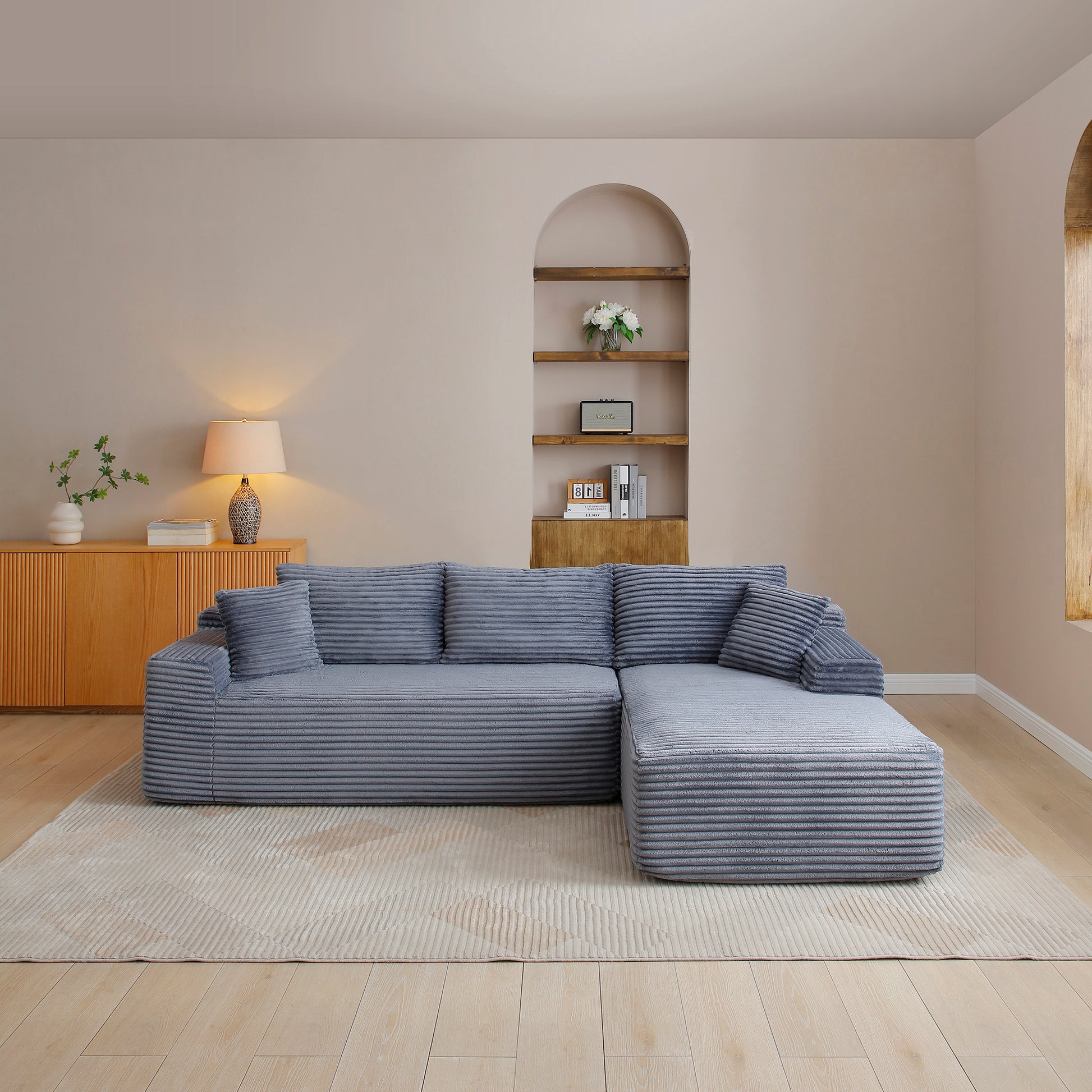 105'' Modular Sectional Sofa, Cloud Sectional Couch with Deep Seat, Modern Modular L-Shape Sofa Couch with Chaise,Upholstered Couches for Living Room Bedroom,No Assembly, (GREY) image 1