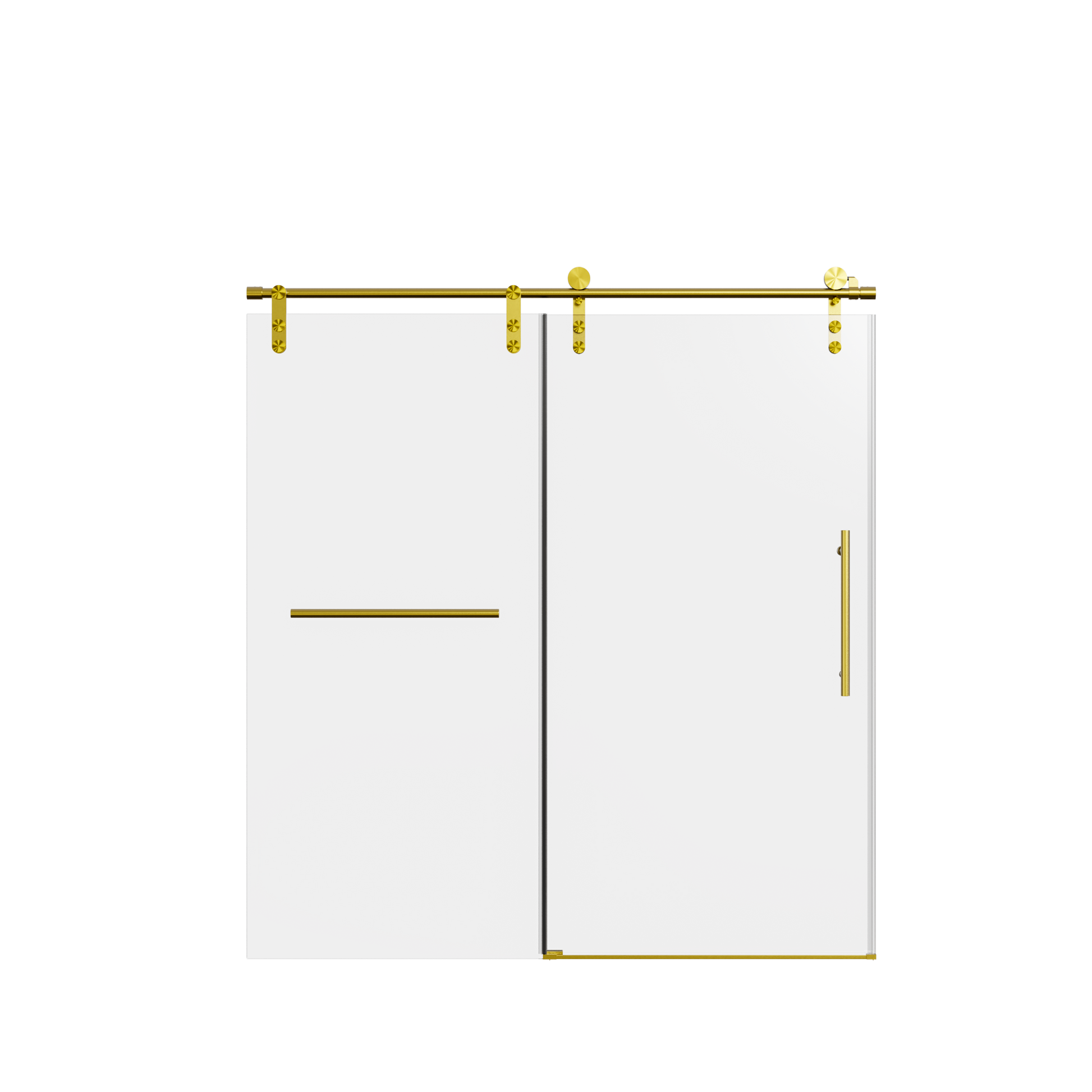 56-60" W * 66" H Frameless Single Sliding Shower Doors, Bathroom Sliding Shower Door With Towel Rail And Auxiliary Handle, 5/16" (8mm) Thick SGCC Tempered Glass Door, Brushed Gold (No Soft-Close) image 11