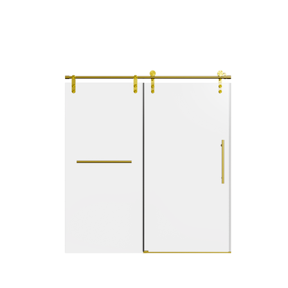56-60" W * 66" H Frameless Single Sliding Shower Doors, Bathroom Sliding Shower Door With Towel Rail And Auxiliary Handle, 5/16" (8mm) Thick SGCC Tempered Glass Door, Brushed Gold (No Soft-Close) image 11