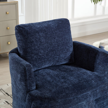 Vanity Chair,Swivel Accent Chair, 360 Degree Round Swivel Barrel Chair, Upholstered Comfy Swivel Chairs for Living Room,Accent Chairs for Bedroom, Reading Room,Powder Room,(Velvet, Blue) image 12
