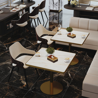 31.5" Square Modern Tulip Dining Table, Sintered Stone Tabletop with Luxury Faux Marble Print, Stainless Steel Bracket Base, Scratch & Wear Resistant, Waterproof Surface, Ideal for Indoor & Outdoor Us image 6