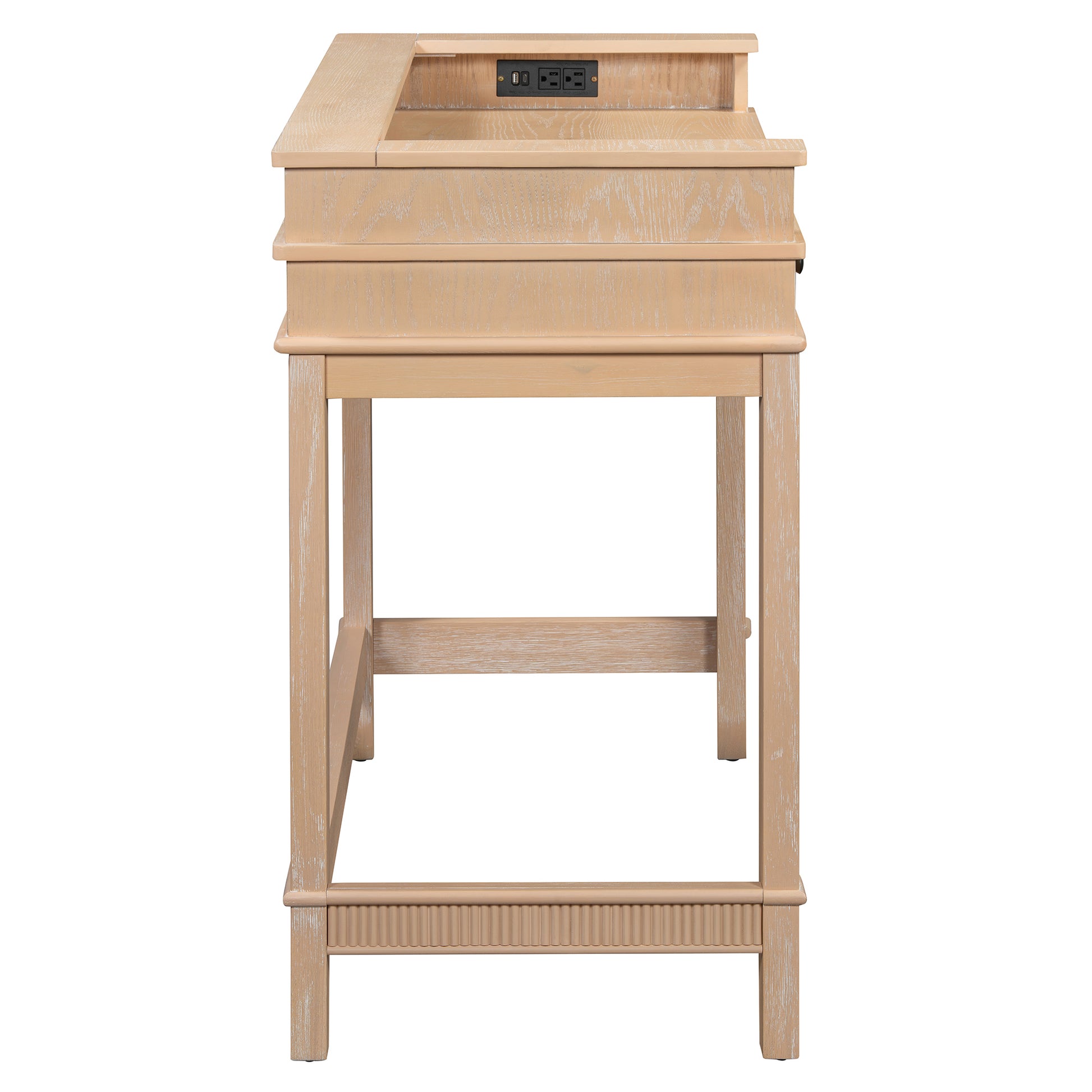 TREXM 4-Piece Dining Table Set for 3, Retro Kitchen Table and Chairs Set with 3 Storage Drawers, Ideal for Small Spaces (Natural) image 6