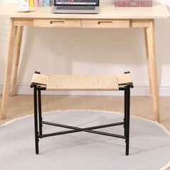 Vanity Stools Handwoven Paper Rope Ottoman for Entryway Natural Footstool for Living Room  (Natural)