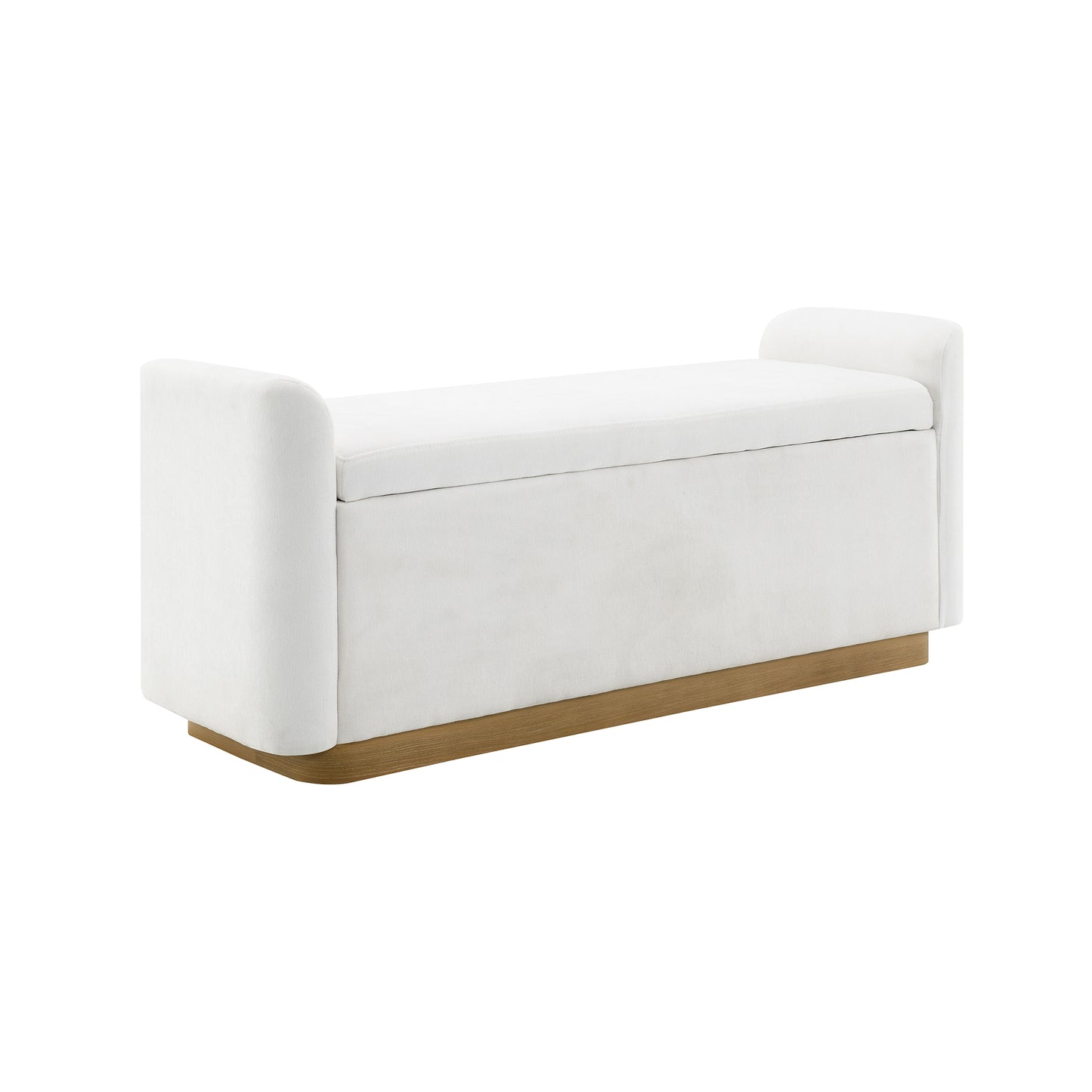49" Bench with Storage, Storage Ottoman Bench with Safety Hinge, Gold Metal Base with wood frame, Upholstered Entryway Bench for Bedroom, Living Room, Hold up to 350 lb, Beige image 5