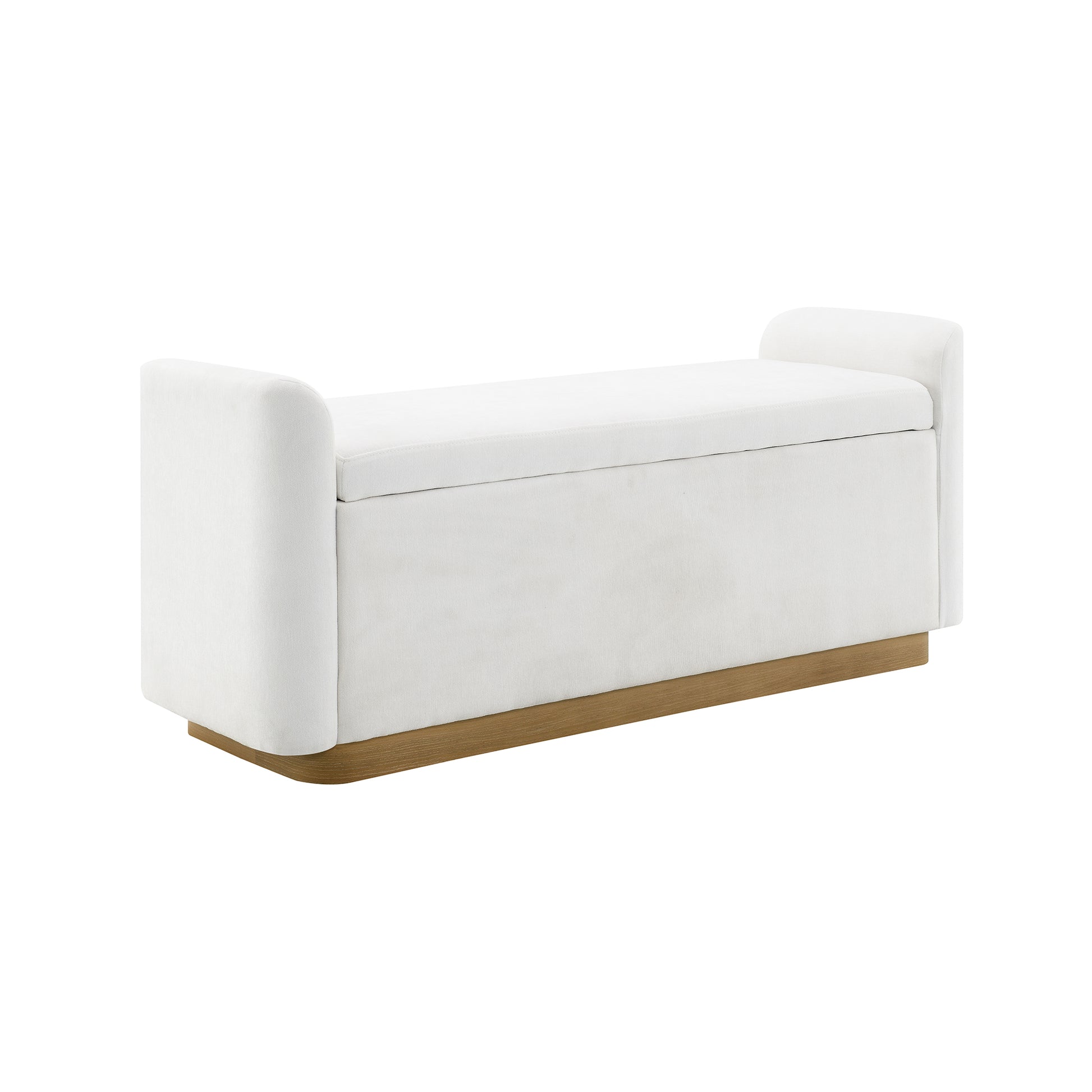 49" Bench with Storage, Storage Ottoman Bench with Safety Hinge, Gold Metal Base with wood frame, Upholstered Entryway Bench for Bedroom, Living Room, Hold up to 350 lb, Beige image 5