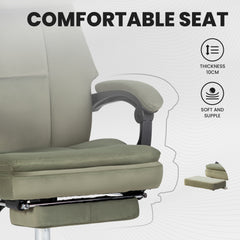 Office Chair, Big and Tall Executive Office Chair with Footrest & Removable Headrest, High Back Ergonomic Computer Desk Chair Work Chair With Comfortable Frosted Velvet (Green)