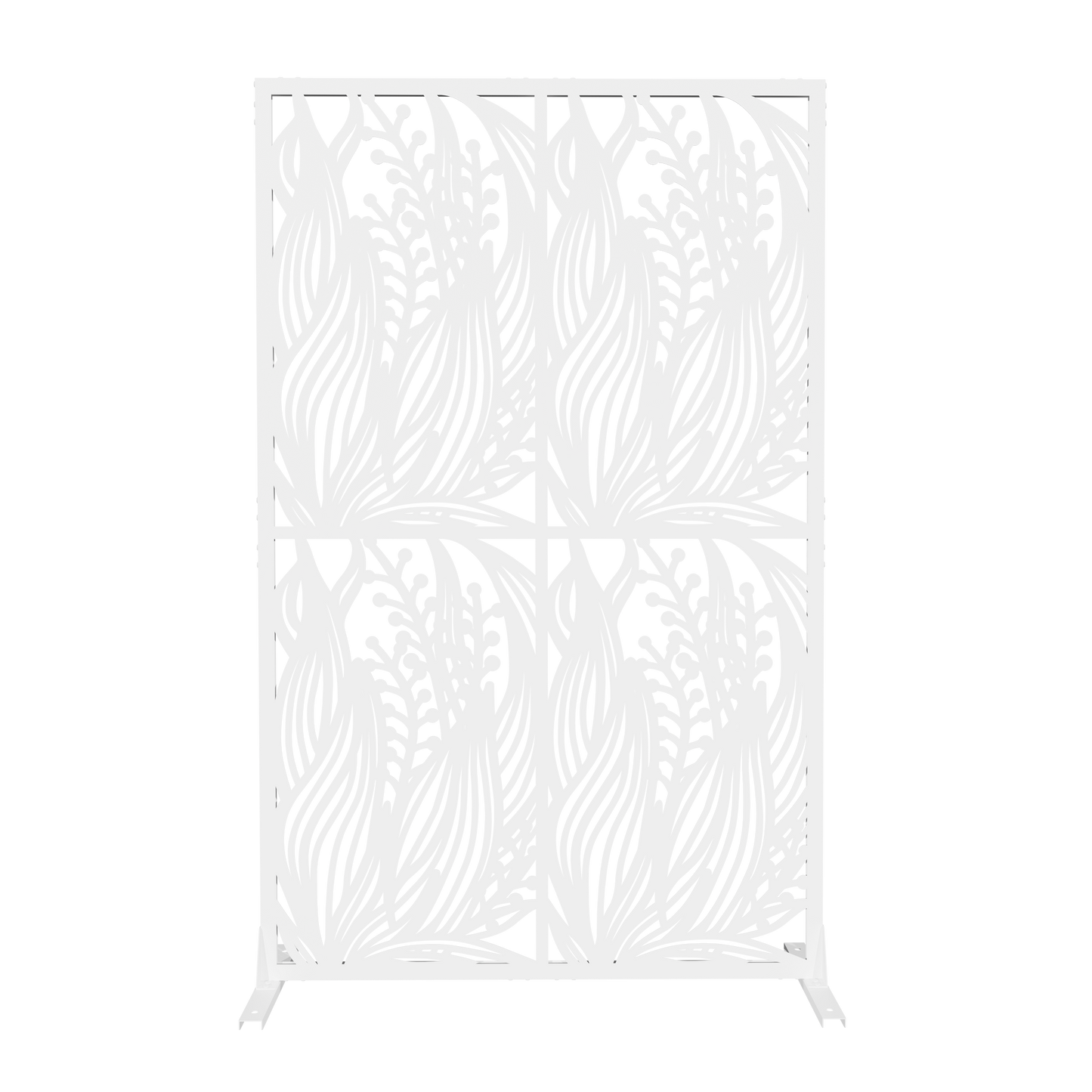Metal Privacy Screens W3.8Ft X H6Ft Outdoor and Indoor Divider with Free Standing Decorative Privacy Screen for Balcony Patio Garden Room Divider, White Leaf Shape image 8