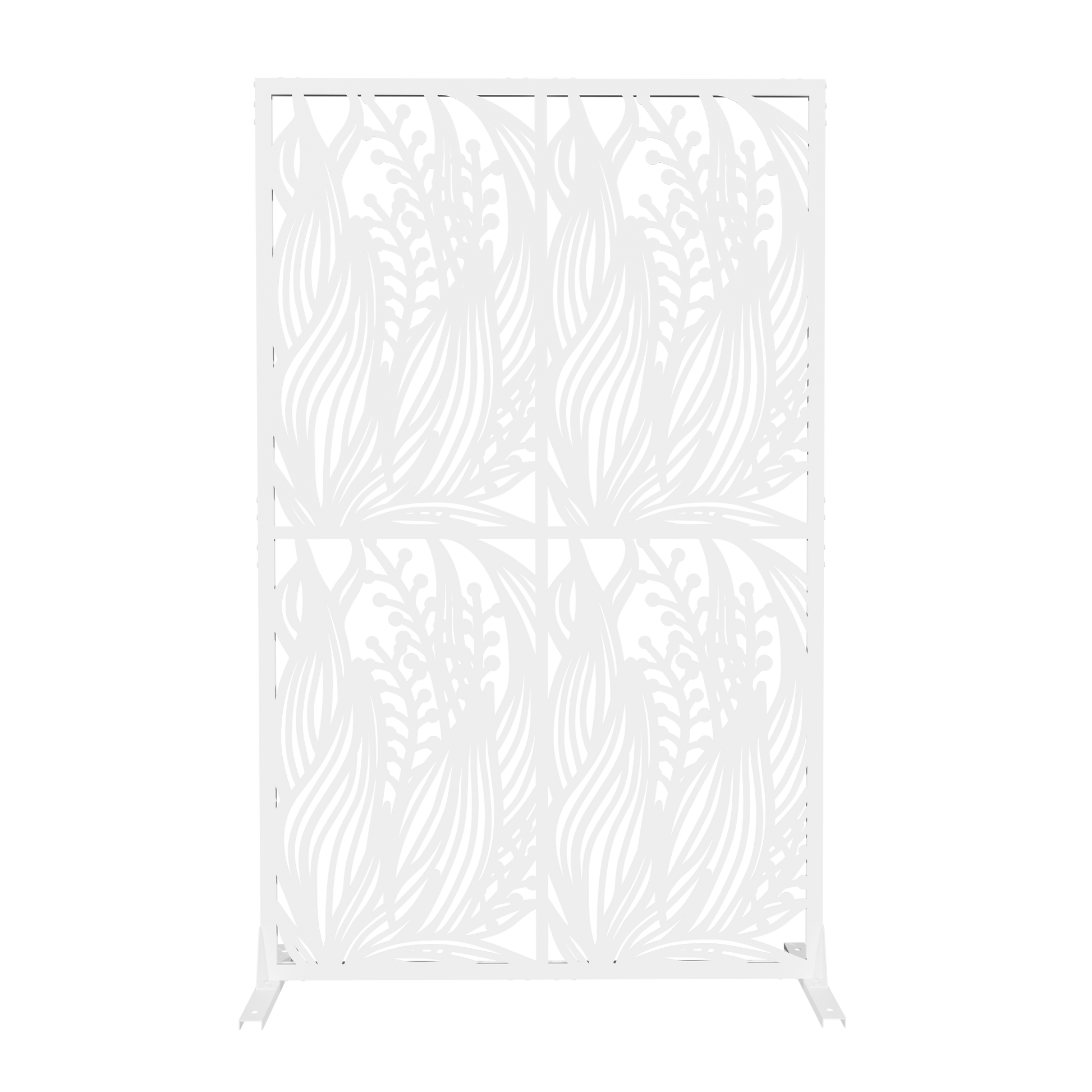 Metal Privacy Screens W3.8Ft X H6Ft Outdoor and Indoor Divider with Free Standing Decorative Privacy Screen for Balcony Patio Garden Room Divider, White Leaf Shape image 8