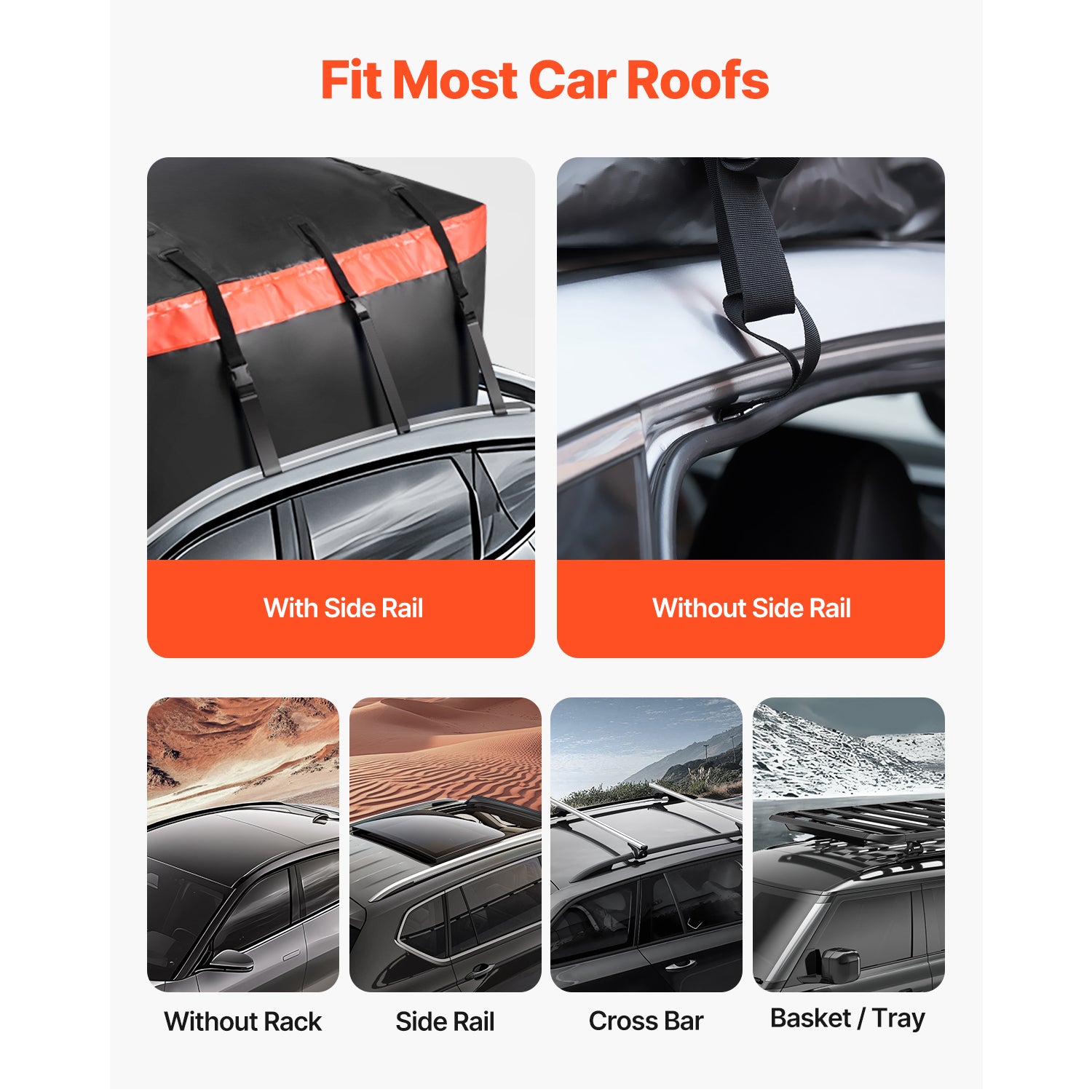 Car Rooftop Cargo Carrier Bag, 23 Cubic Feet Roof Cargo Carrier, Heavy Duty 840D PVC 100% Waterproof Car Roof Luggage Bag for All Vehicle with/without Rack- with Lock, Anti-Slip Mat, 6 Door Hook image 8