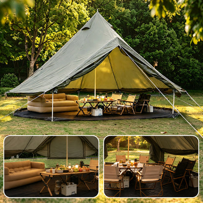 Oxford Bell Tent for Family Camping - Spacious 13.1ft Yurt with Stove Jack, Large Glamping Tents for 4-8 People, 4 Season Oxford Hot Tent Shelter Green image 1