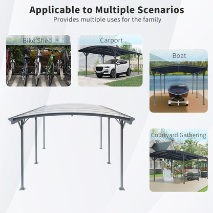 Outdoor Carport, 10 FT * 19 FT* 7 FT Arch Carport Aluminum Metal Frame and Polycarbonate Panels Car Port for Outdoor Driveway Car, Truck image 8