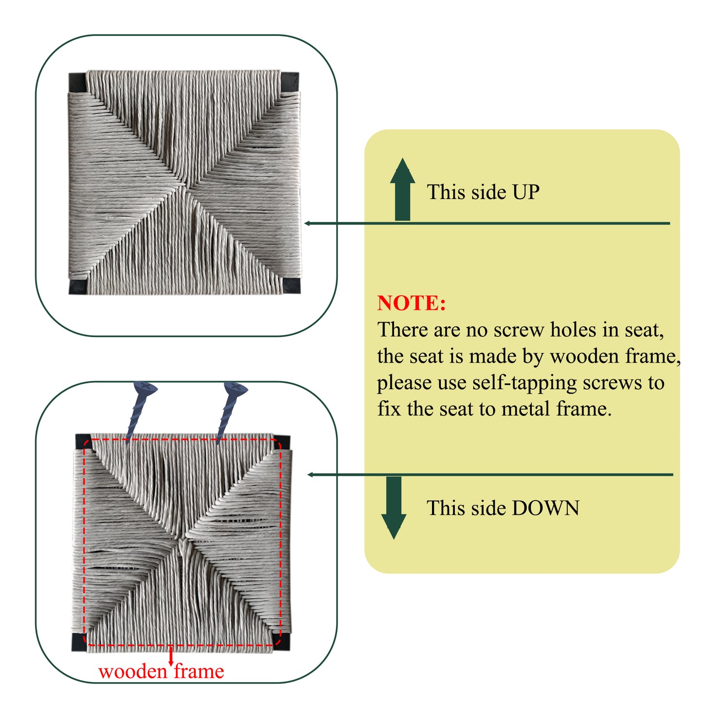 Gray Set of 2 Hand Weave Bar Stools with Back Counter Height Bar Chairs Paper Rope Woven Dining Stool for Kitchen, Home & Office (Gray) image 6