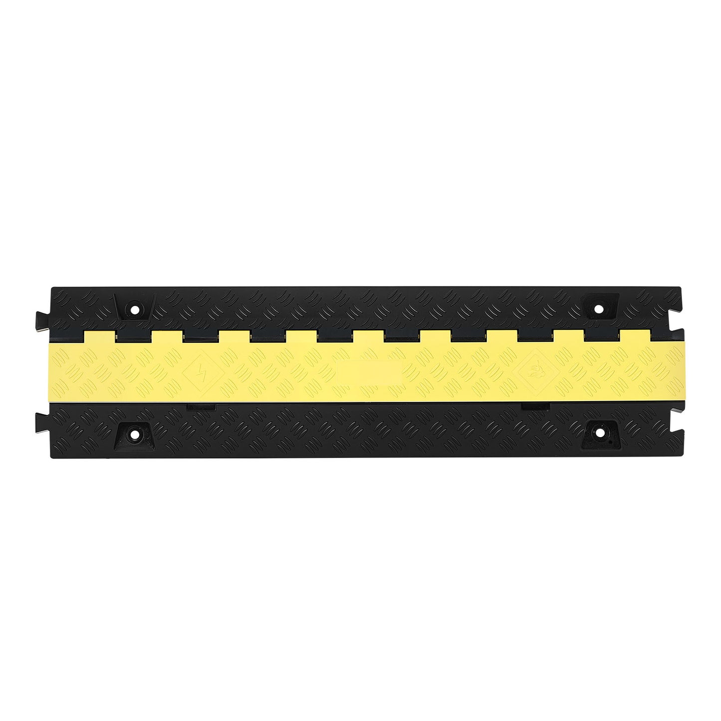 Cable Protector Ramp, 22,000 lbs/axle Capacity, 2 Channel Heavy Duty TPU Cord Hose Wire Cover, 1.2 x 1.1 in Channel, Traffic Speed Bump with Flip-Open Top Cover, for Indoor Outdoor Use, 3 Pack image 3