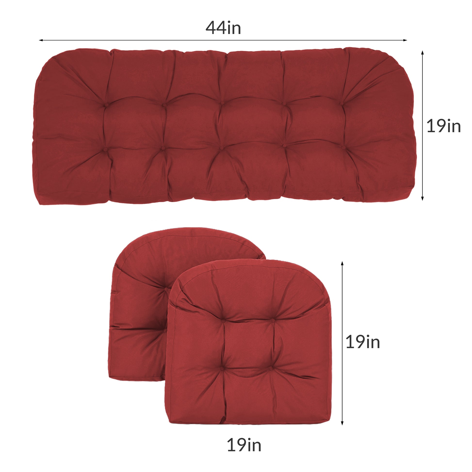 Wicker Chair Cushions Set of 3. Anti-Slip/Waterproof Patio Furniture Chair Cushions. Tufted Outdoor Furniture Cushions 4 Inch Extra Thick. image 4