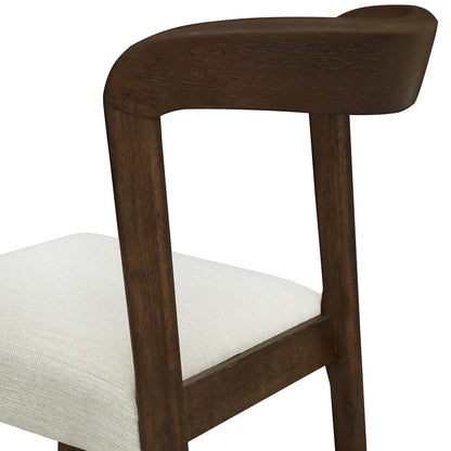 Solid Rubber Wood Dining Chairs(Walnut+Beige)Set of 2 image 12