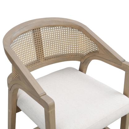 Wooden Frame Counter stool with rattan back-Light Ash-set of 2 image 7