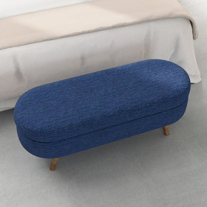 Ottoman Oval Storage Bench,Rubber Wood Legs,BLUE(43.5"x16"x16") image 4