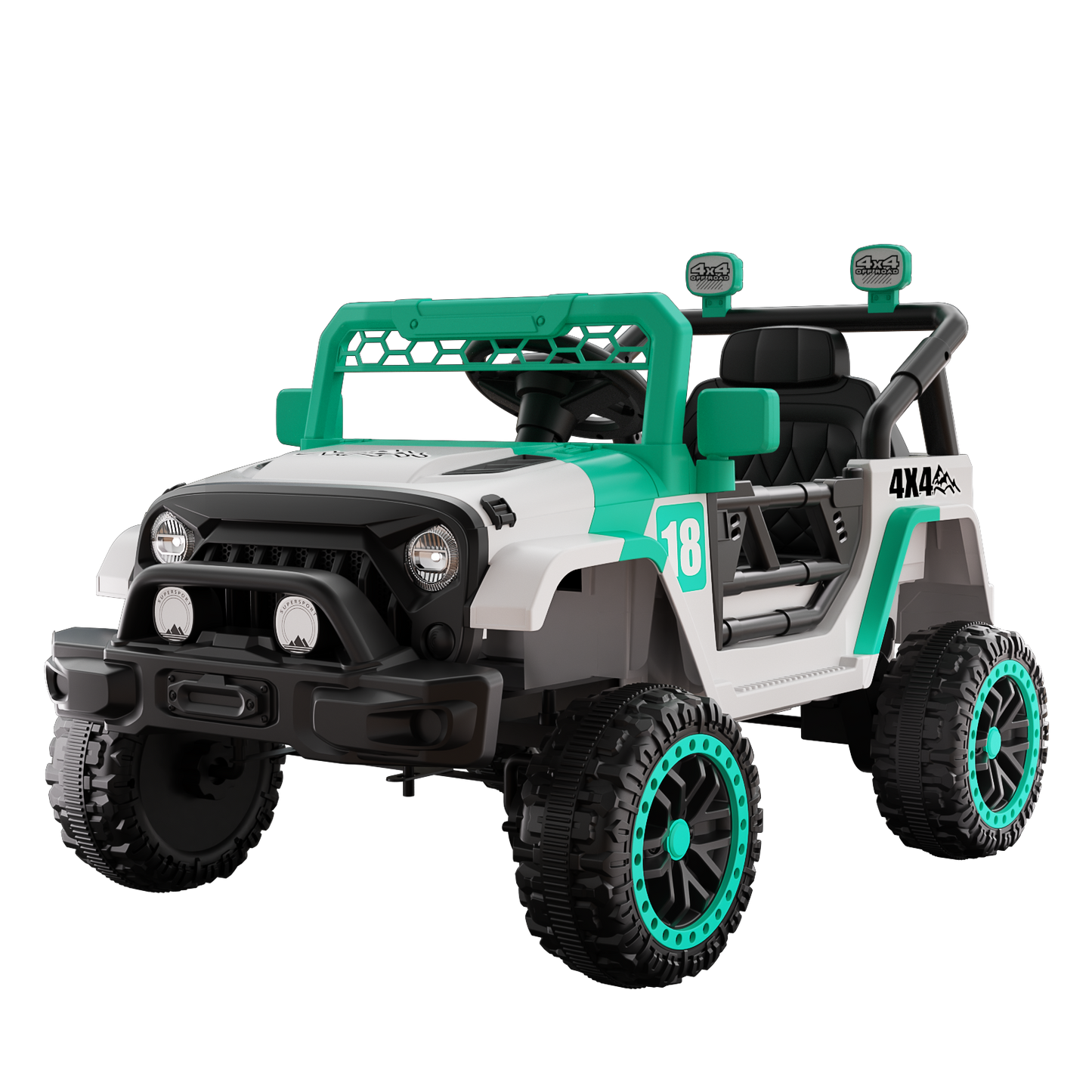 12V Ride on Car with Parent Remote Control, Toddler Electric Car with Spring Suspension, LED Lights & Music Player - Safe Battery Toy for Kids, Christmas & Birthday Gift WIGHT+GREEN image 1