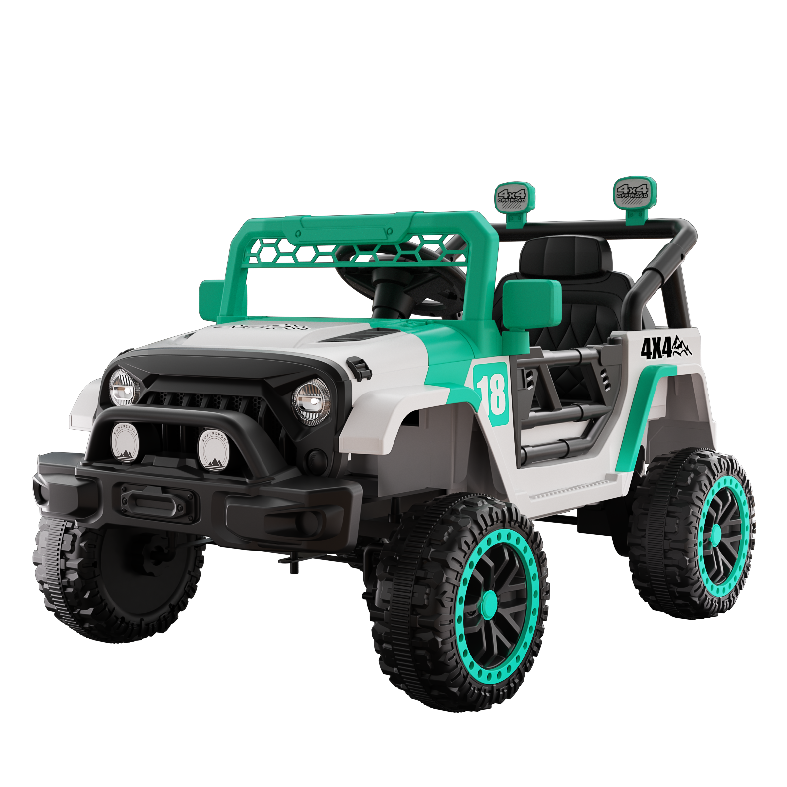 12V Ride on Car with Parent Remote Control, Toddler Electric Car with Spring Suspension, LED Lights & Music Player - Safe Battery Toy for Kids, Christmas & Birthday Gift WIGHT+GREEN image 1