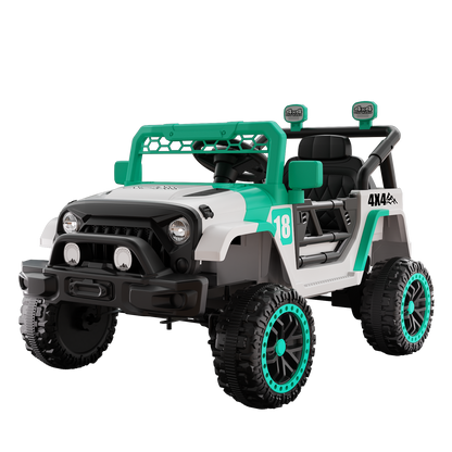 12V Ride on Car with Parent Remote Control, Toddler Electric Car with Spring Suspension, LED Lights & Music Player - Safe Battery Toy for Kids, Christmas & Birthday Gift WIGHT+GREEN image 1