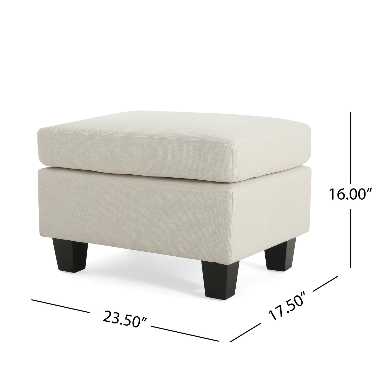 Upholstered Ottoman, Beige image 3