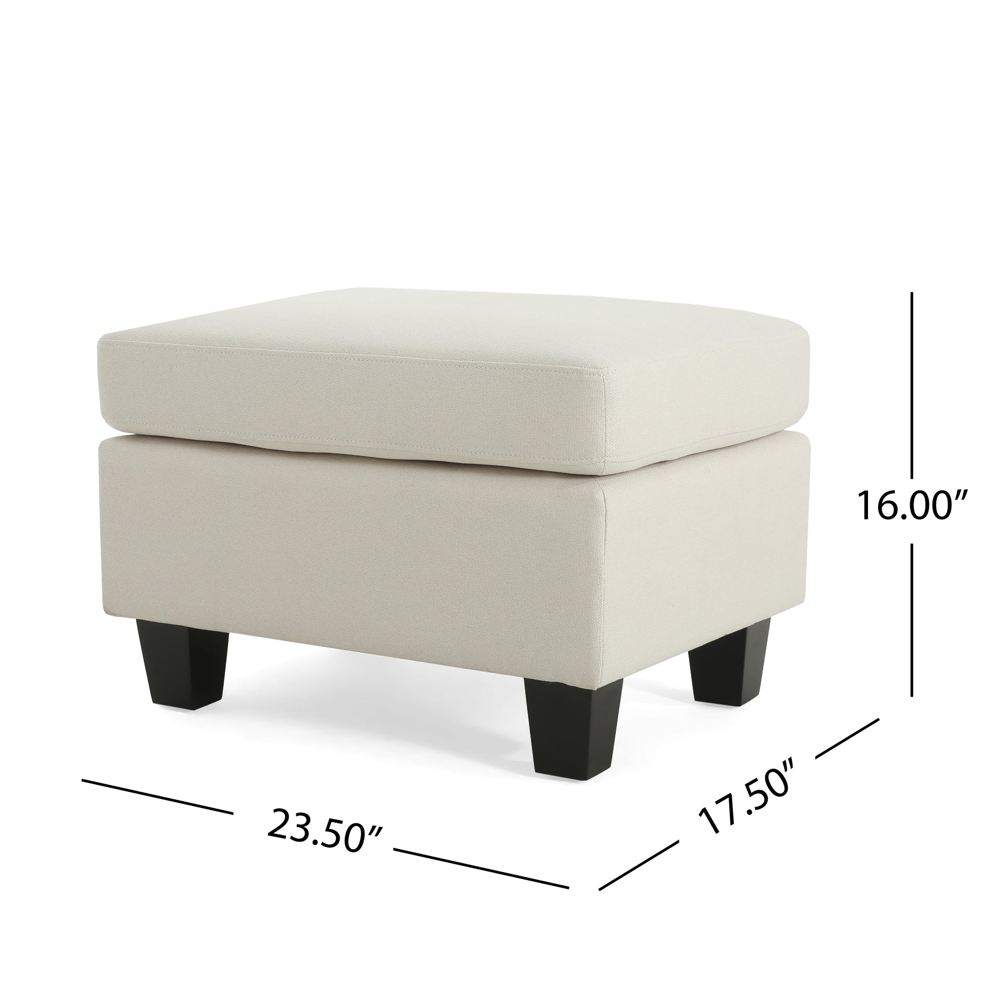 Upholstered Ottoman, Beige image 3