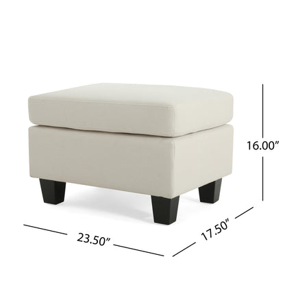 Upholstered Ottoman, Beige image 3