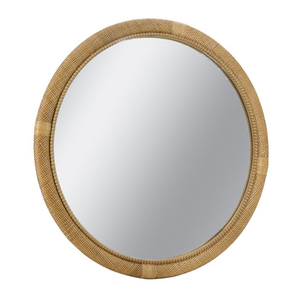 31.9" Woven Rattan Decorative Round Mirror with Wrapped Accents image 3