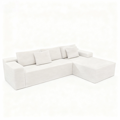 104.3*68.9"Modular sectional sofa seat,Upholstered compressed couch for living room,Bedroom,Apartment,No assembly required,2PC free combination,Plush corduroy fabric,WHTIE image 8