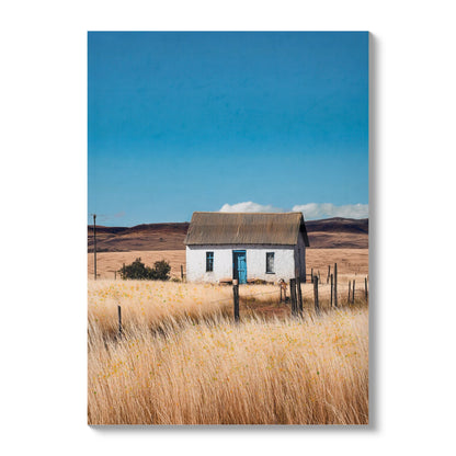 Farmhouse wall decor canvas print with wildflowers and hills