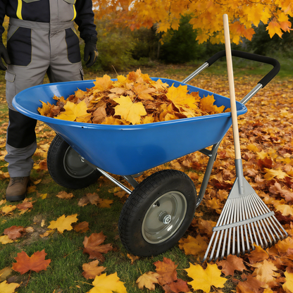 wheel barrow Two wheeled trolley for blue garden 15 inch pneumatic wheel WB189BL image 6