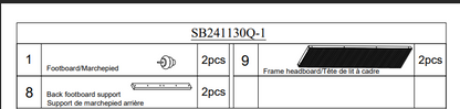 Queen Size Solid Wood Bed Accessories Package, Including part 1, part 9, and part 8.Beige image 3
