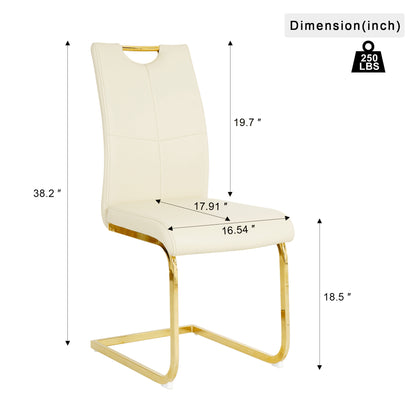 Modern PU dining chair Living room chair Upholstered chair, gold metal chair leg design, kitchen, living room, bedroom, dining room side chair (Set of 4) image 3