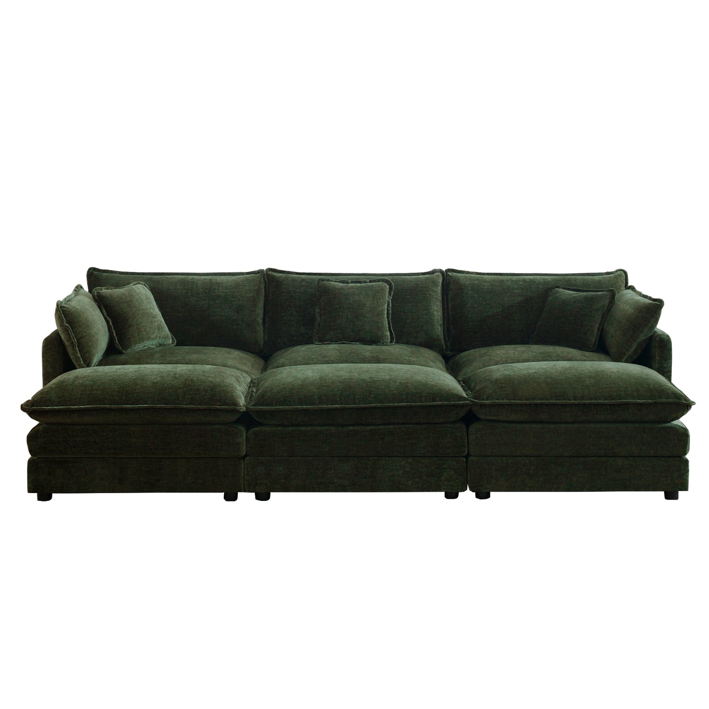 Comfortable Deep Seat Reversible Modular 3 Seater Sectional Super Soft Sofa U Shaped Sectional Couch with 3 Ottomans, 3 Toss Pillows and 2 Arm Pillows image 4