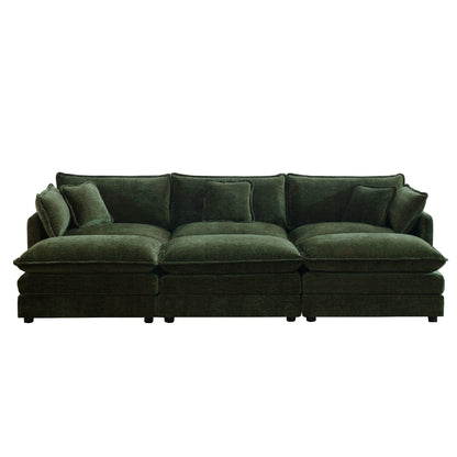 Comfortable Deep Seat Reversible Modular 3 Seater Sectional Super Soft Sofa U Shaped Sectional Couch with 3 Ottomans, 3 Toss Pillows and 2 Arm Pillows image 4