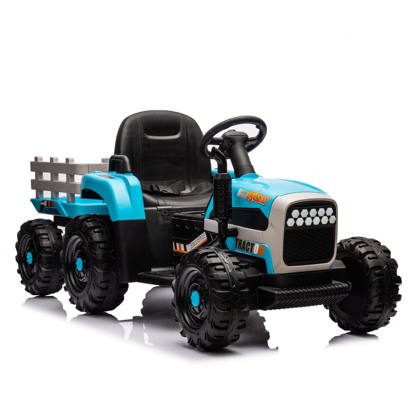 Ride on Tractor with Trailer,24V Battery Powered Electric Tractor Toy, 200w*2motor 1.86-4.97MPH/Remote Control,electric car for kids,Three speed adjustable,USB,MP3,Bluetooth,LED light, safety belt. image 6