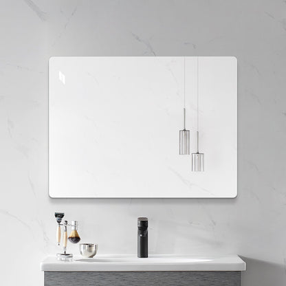 Modern Frameless Bathroom Mirror, 36 x 30 Inch Rectangular Vanity Mirror with Copper-Free Silver Glass and Shatter-Resistant Backing image 6