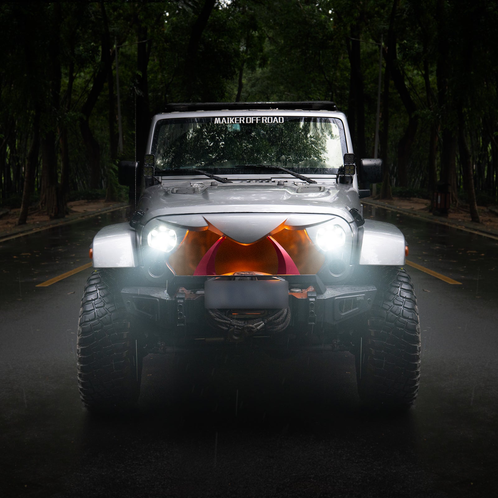 Halloween Front Grille Grid Grill for 2007-2017 Jeep Wrangler Rubicon Sahara Sport JK/JKU, Matte Black image 7