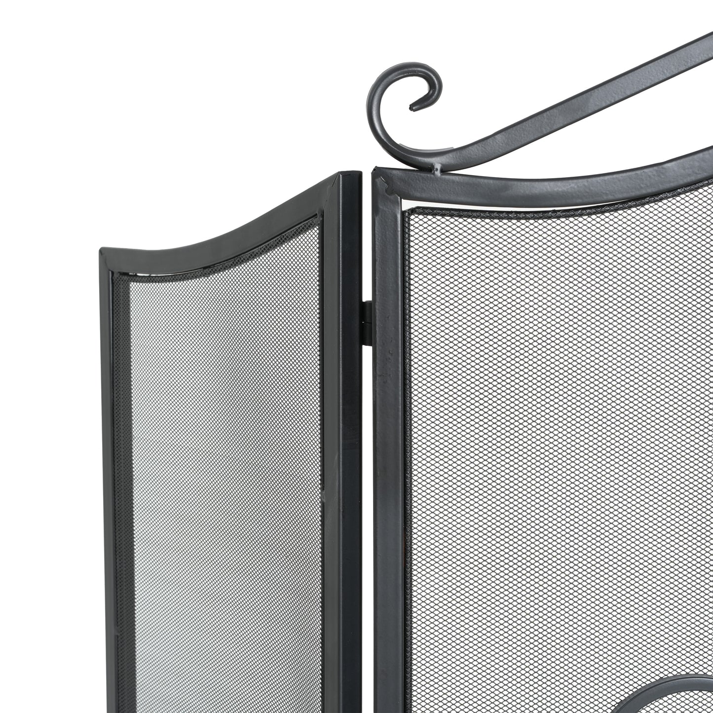 Onyx 3-Panel Iron Fireplace Screen 54" x 31.5", Black Finish image 10